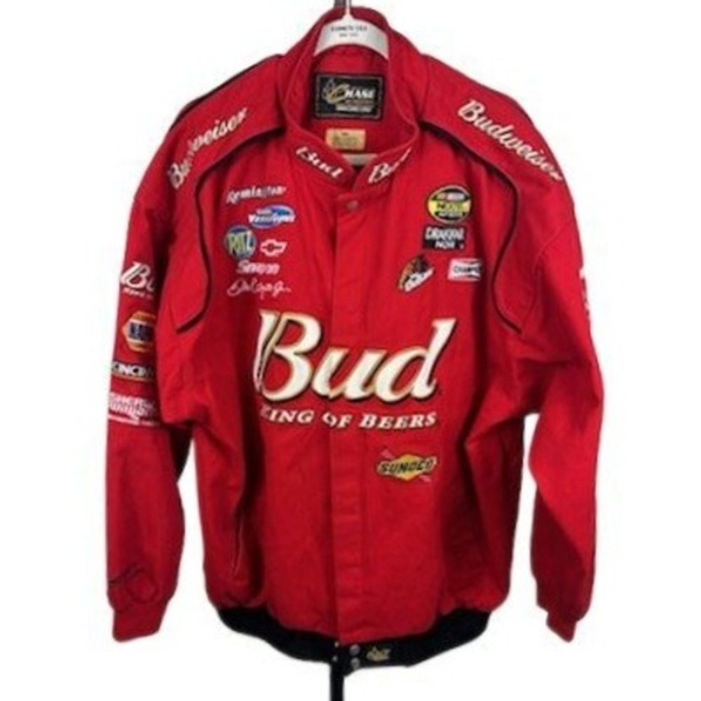 Budweiser Racing Dale Earnhardt Red Jacket Coat Full Zip NASCAR Chase‎ Size XXL